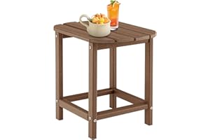 RELAX4LIFE Outdoor Side Table, HDPE Adirondack Table Patio End Table, Low Maintenance & Weather Resistant Small Rectangular Garden Coffee Tea Table for Balcony, Backyard, Lawn and Poolside (Coffee)