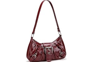 WantGor Women's Shoulder Bag Clutch Tote Bags Top Handle Purse Zipper Vintage Handbag Buckle Punk Hobo Purses Trendy Underarm Bag