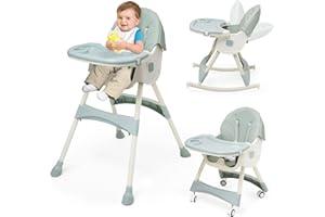 Arkyomi 3in1 Trona bebé Ajustable Respaldo para Niño Reclinable 5 Posiciones Trona portatil Plegable Asiento Reposapiés Altura Ajustable 4 ruedas