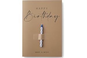 ‎THE LAZY PANDA CARD COMPANY the lazy panda card company Geburtstagskarte mit Geburtstagskerze auf der Vorderseite - Make a Wish Dicke 400gsm Karte aus Recyclingpapier.