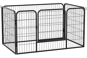 OUTSUNNY PawHut Recinto per Cani di Piccoli Taglia da Interno ed Esterno, Recinzione per Animali Domestici con Rete 6 pz in Acciaio e Metallo, 125x80x70 cm, Nero