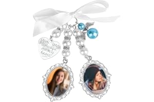SAVITA 1 Pièce Breloque Photo Bouquet Mariage avec 2 Pièces Cabochons Ovales Esthétique Support Pendentif Cabochon avec Noud Papillon Perle Strass Pendentif en Forme de Cour pour Douche Nuptiale