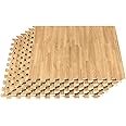 Kobo Imported Puzzle Floor Mat, EVA Foam Interlocking Tiles, Protective Flooring and Cushion for Workouts (4 Feet x 4 Feet) (Light Wood Grain)