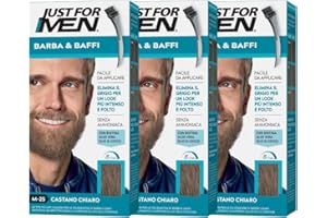 Just For Men Barba & Bigote, tinte semipermanente, aspecto natural, sin amoniaco, con aloe vera. M25 - castaño claro 3 Pack