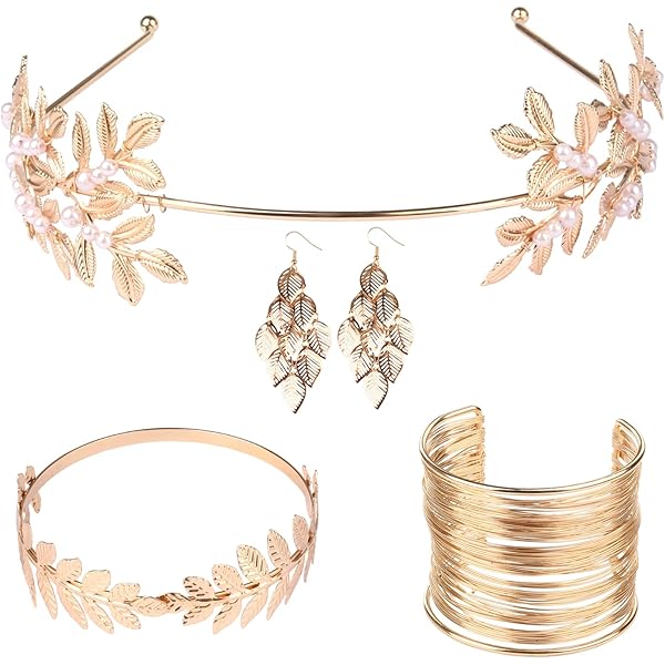 Römischer Lorbeerkranz Gold - 2 Stück Antiker Kopfschmuck Für Kostüme & Partys