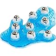 Outton Glove Massager Palm Shaped Hand Massage Manual 9 360-degree-roller Mental Roller Ball Blue