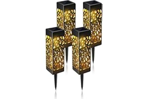2024 Newest Solar Lights Outdoor Garden, KALAHOL 4 Pack Garden Path Light, IP65 Solar Powered Garden Lights, Auto On/Off Solar Ornament Lights, Solar Stake Light for Garden Lawn, Patio, Yard, Driveway