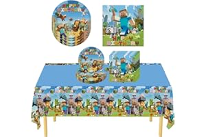 GYOUNGT 31 Pack of Blue Birthday Party Supplies, 1 Large Table Cloth 10 Plates 7 inch and 20 Napkins (Green)