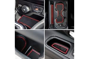 Auovo 18PCS Renegade Accessories 2018-2021 Car Cup Holder Inserts, Center Console Liner Mats, Door Pocket Liner Mat, Red Trim