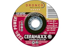 Dronco AK 24 V-BF 125mm 7mm Evolution Ceramaxx Schruppscheibe mit Keramikkorn der neuesten Generation Selbstschärfend 250% Power
