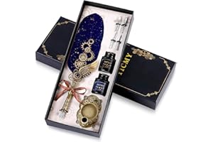 YICMY Kalligraphie Set, Schreibfeder Kaligraphiestifte Set Vintage Federstift Tinte Set, Feder Kalligraphie Stift für anfänger, Antikes Schreibwaren-Geschenk für Weihnachten, Valentinstag
