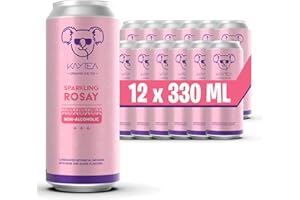 KAYTEA Sparkling Rosay Ice Tea (Pack of 12 x 330 mL) - Herbal Infusion - Pink Guava Flavour - Cold Brewed - Organic Certified & Natural Ingredients - Caffeine & Alcohol Free