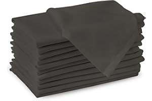 ENCASA XO Encasa Tovaglioli di stoffa di cotone | Set da 12 | Misura 43x43 cm | Tinta unita Grigio Antracite intenso | Lavabile in lavatrice