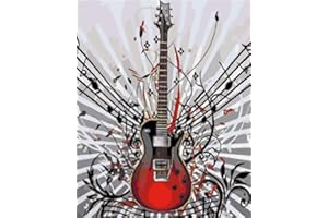 Meecaa Paint by Numbers Guitar Musical Instrument Kit for Adults Beginner DIY Oil Painting 16x20 inch (Guitar, Framed)