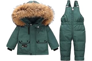 Acuryx Tuta da Neve 2 Pezzi da Neonato Capppotto con Cappuccio Saloppette Piumino Invernale da Bambini