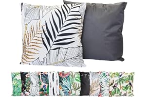 ‎JACK JACK Outdoor Lounge Kissen 45x45cm Motiv Dekokissen inkl. Füllung Wasserfest Sitzkissen Garten Stuhl, Farbe:Blatt Gold