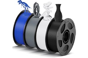ANYCUBIC Filamento PLA 1,75 mm, Filamento PLA per Stampante 3D, Confezione Sottovuoto, Identificazione Intelligente per Stampa Intelligente, Nero+Bianco+Grigio+Blu, 4KG