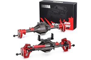 INJORA Crawler Axles RC ASSE Anteriore e Posteriore a Portale con Protettore per 1:10 RC Crawler Car Axial SCX10 & SCX10 II 90046 90047(Grigio)