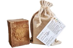 RIKE'S Jabón de Alepo Original Puro Aceite de Oliva 25% Aceite de Laurel, Jabon Natural PH Neutro Hidratante Tradicional Handmade Vegano Hecho a Mano