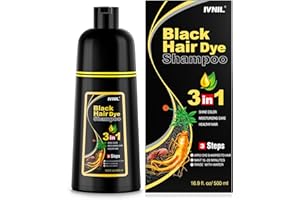 IVNIL Black Hair Dye Shampoo Haarfarbe Schwarz haarfärbeshampoo 3in1 für Männer und Frauen, Haarfarbe Shampoo Gegen Graue Haare Hair Color Shampoo