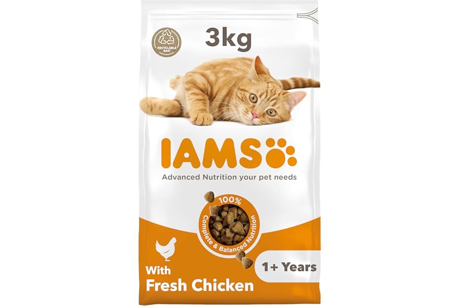 IAMS Adult Complete Dry Cat Food Chicken 3kg - Supports Strong Immune System