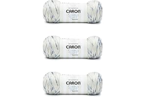 Caron Simply Soft Blue Gingham Speckle Yarn - 3 Pack of 141g/5oz - Acrylic - 4 Medium (Worsted) - 235 Yards - Knitting/Crochet