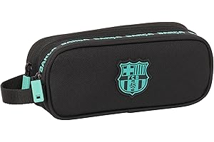 Safta F.C. Barcelona 3ª EQUIPACIÓN - Portatodo Doble Niño, Estuche Infantil, Estuche Niño, Ideal para Niños en Edad Escolar, Cómodo y Versátil, Calidad y Resistencia, 21x6x8 cm, Color Negro