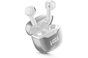 Cellularline Core Pro Écouteurs Bluetooth avec ENC et 4 Micros, Technologie Multipoint, Écran LED, Autopairing, 30 Heures d'Autonomie, Blanc