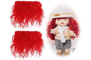 CHGCRAFT 2 Stück Puppenhaar Tressen DIY Wolle Figurine Haar für die Herstellung von Puppenhaar und Figurine Perücken, für DIY Craft Making, BLeuchtendes Rot