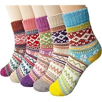 Chaussettes Laine Mérinos Justay - 5 Paires - Taille Unique 36-42 - Hiver Chaud