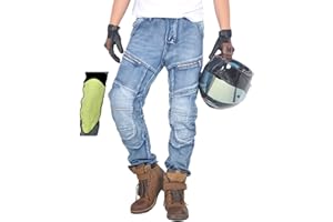 oFzimTo Motorradhose Herren/Damen, Aramid-Gewebe Stretch Jeans Hosen Herren/Damen, Motorrad Hosen mit Protektoren