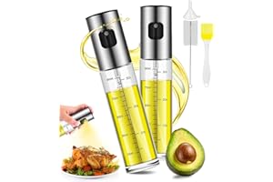 MRUN BONE Pack of 2 Oil Sprayers, Oil Spray Bottle for Cooking Oil, 100 ml Oil Spray Bottle for Hot Air Fryer, Olive Oil Bottle for Salad, Grilling, Baking