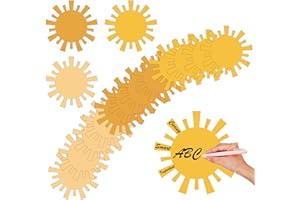 REMERABEL 120 Pcs Sun Cutouts Card 3.9 x 3.9 inch First Trip Around The Sun Positive Affirmations Bulletin Board Sun Shape Paper Cuts Retro Party Baby Shower Wall Decorations Classroom Bulletin Board Supplies