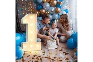 MIXIFOX Gigantische Leuchtende Zahlen Deko Geburtstag, Hochzeitstag, 1.Geburtstagsfeier, Leuchtende Zahlen LED, Hochzeit Deko Geburtstag Verlobungsdekoration, Partyzubehör, Zahl 1