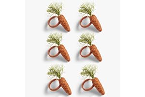 LIBOOI Easter Napkin Rings Set of 6, Carrot Napkin Ring Holder, Napkin Rings Buckles, Dining Table Setting Decor for Easter Spring Party Wedding Birthday Decor