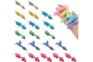 Leogony 20PCS Slingshot Dinosaur Finger Toys, Rubber Stretchy Sling Shot Dinosaur Finger Toys for Boys Girls