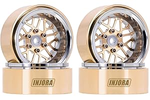 INJORA ModuWheel 1.3" Roues Beadlock Offset Négatif en Laiton & Aluminium pour 1/18 1/24 RC Crawlers TRX4M SCX24 Upgrade
