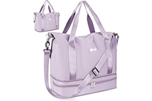 Bolsa de Viaje, CS COSDDI Plegable Bolsas Gimnasio de Viaje, Impermeable Bolsa de Viaje Mujer Fin de Semana, Grande Bolsa de Lona con Bolsillo húmedo y para el Hombro