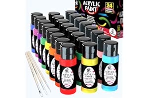 TBC THE BEST CRAFTS TBC Colori Acrilici Set, 24 Colori Set Colori Acrilici(60 ml/tubo), Colori Acrilici Per Dipingere Su Tela, Pittura Rocciosa, Per Bambini e Adulti