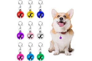 PRETWAD 9 Stück Katzen und Hundehalsbandglocken, Haustierglocke für Katzenhalsband Schlüsselring Hundehalsbandglocken, Kätzchen Welpen kleine Glocken mit Verschlüssen, Festival Party DIY kleine Glocken