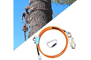 CUPCHID Outdoor Safety Rope,Kit di Corde in Acciaio,Corda di Sicurezza per Esterni da 12 mm x 3 m, Linea di inversione per Arrampicata sugli Alberi con moschettone a Triplo bloccaggiobassa Elasticità