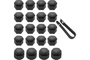 LICQIC 17mm Wheel Nut Covers, 20 Pcs Car Wheel Nut Caps (16 Standard + 4 Locking), Universal Wheel Bolt Covers with Removal Tool, Gloss Black