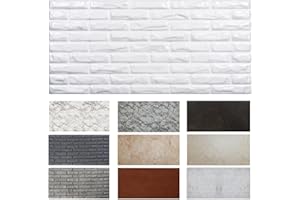 MDEKOR Paneles de pared de ladrillo 50x100 cm | Revestimiento de pared XPS 3D con aspecto de ladrillo | 60 piezas = 30 m² Brick White | Paneles de 12 mm de grosor | Paneles decorativos de poliestireno