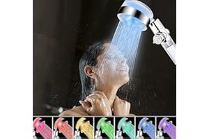 JINYOMFLY LED Duschkopf mit Farbwechsel, LED Handbrause 7 Farben Licht Automatische, Duschkopf mit Licht, Wassersparender Druckerhöhend Regendusche LED, mit Filter, 360 ° Drehbar