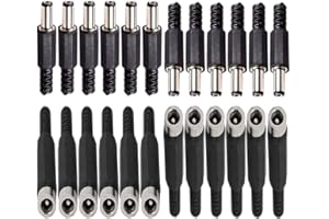 RUNCCI-YUN 12Pcs 5,5 mm x 2,1 mm/ 5,5 mm x 2,5 mm Connettori Alimentazione, Connettori Da Pannello, for CCTV Home Security Surveillance Camera Transmission Systems