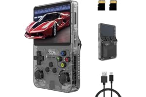 QUAZARPYON R36S Console de Jeux Portable, Système Linux Open Source Intégré 15000+ Jeux Classiques，Jeux Vidéo Rétro, Console de Double Joystick 3D Console Retro Gaming, Carte TF 32G+64G(Noir)