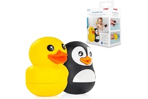 reer MyHappyBath Toys baddjur anka & pingvin | Badleksak för spädbarn och barn från 6 månader