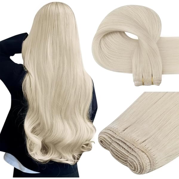 Easyouth Draht Extensions Echthaar – Remy Haarteile Mit Invisible Wire, Farbe Aschbraun Mix Platinblond, 45 Cm 80g