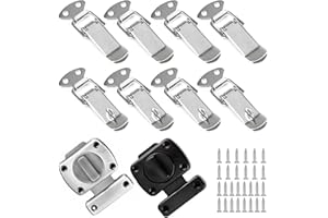 BOOTOOW Vorhängeschloss,Spannverschluss Edelstahl 8pcs,Schrank Federschnäpper 2pcs,Mit Schrauben, Hebelverschluss, Kistenverschluss, Kappenschloss Für Toolbox Schublade Truhe Case Box Schrank, Spannverschluss