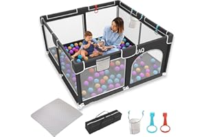 EAQ Baby Laufstall mit Matte Laufgitter Sicherheitsspielplatz mit superweichem, atmungsaktivem Netz, Kinderzaun für Säuglinge Kleinkinder